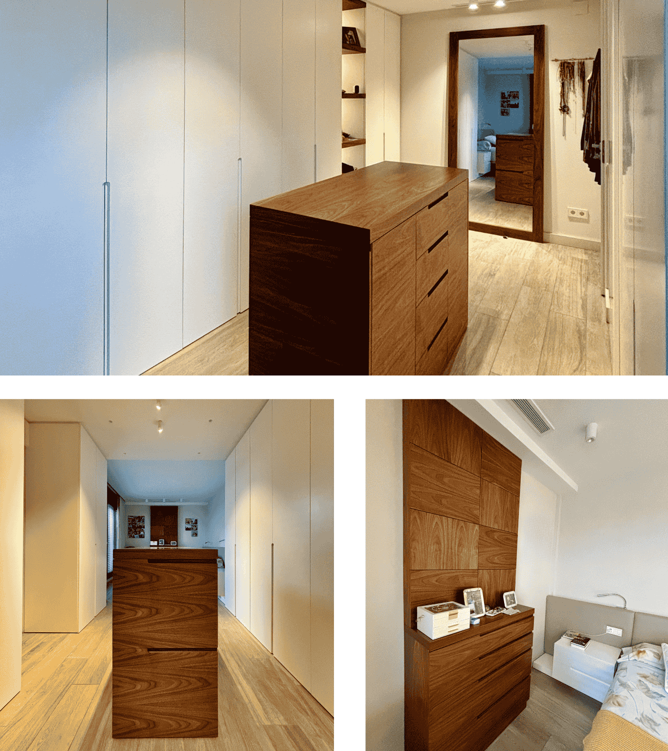 Vestidor de fusta de  noguera i lacat blanc